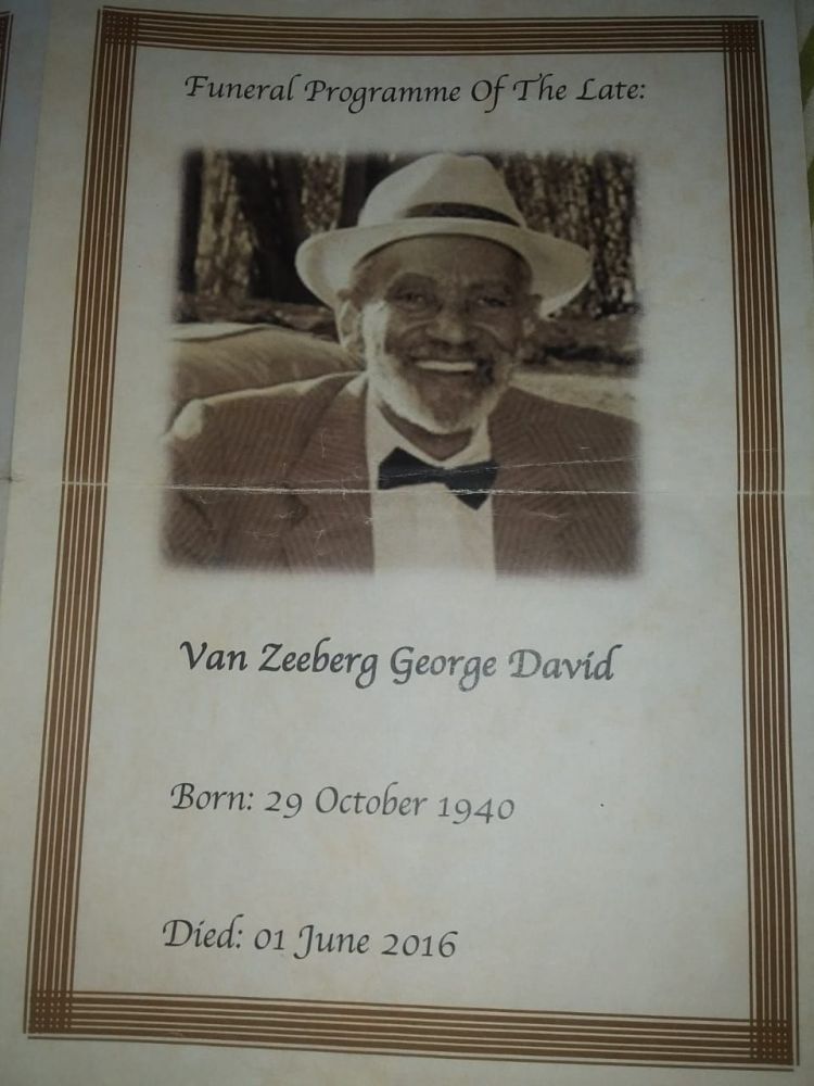 George David van Zeeberg 29/10/1942 - 01/06/2016