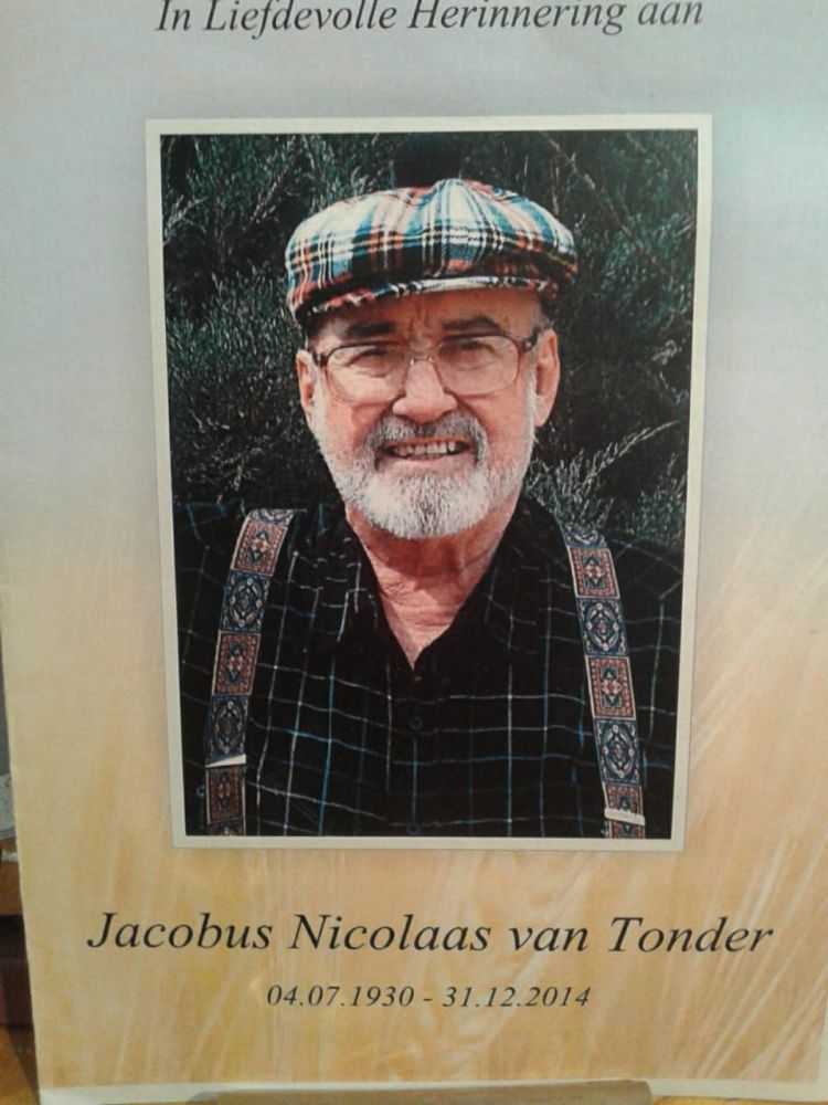 Jacobus Nicolaas van Tonder 4/7/1930 - 31/12/2014